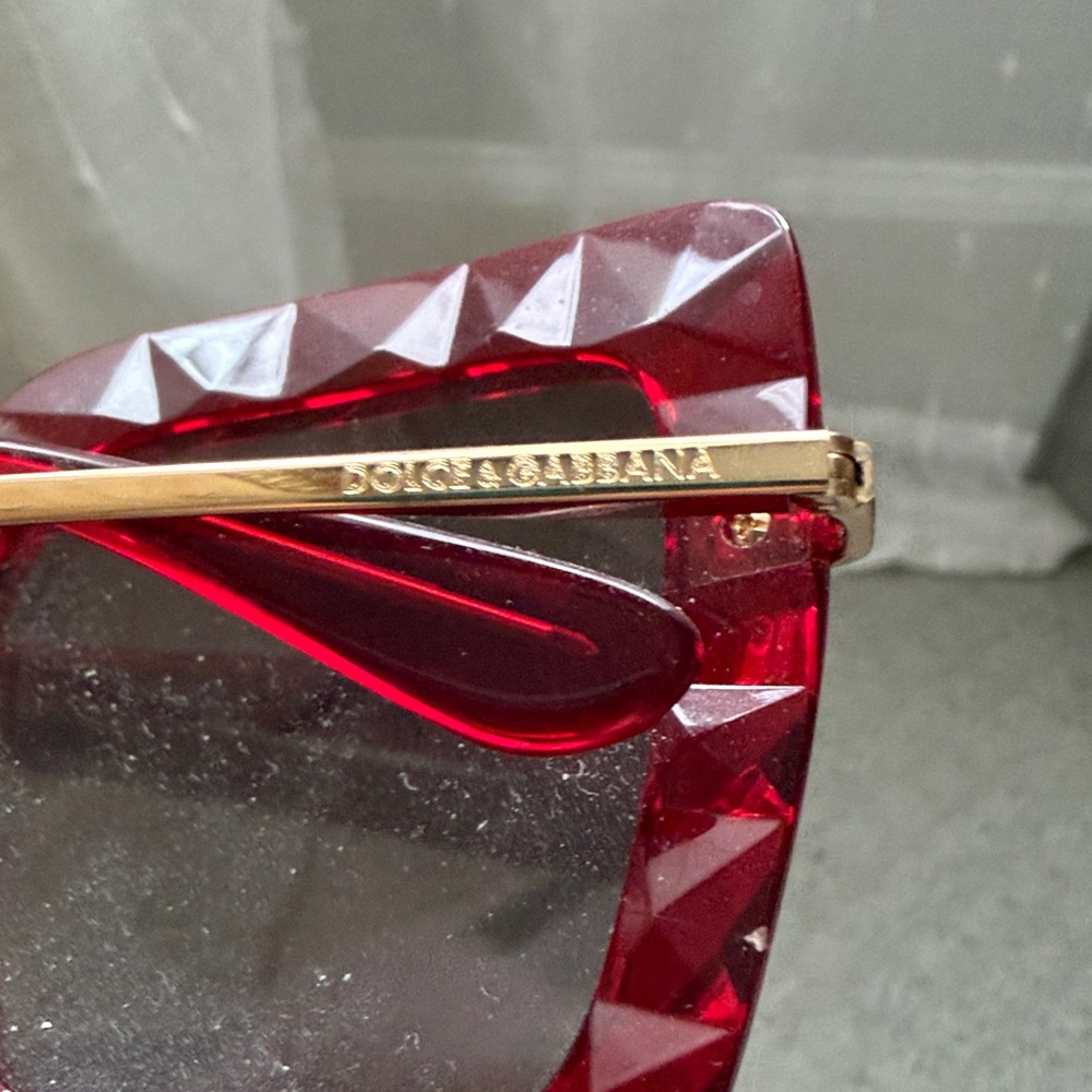 Dolce & Gabbana Red Faceted Square Sunglasses - Picture 3 of 5